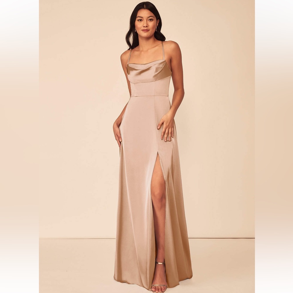 Azazie Clove Satin Dress in English Rose